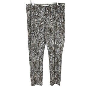 Chicos Womens 2.5 Tall 14 Pants Animal Print Cheetah Ponte Knit Pull On Stretch